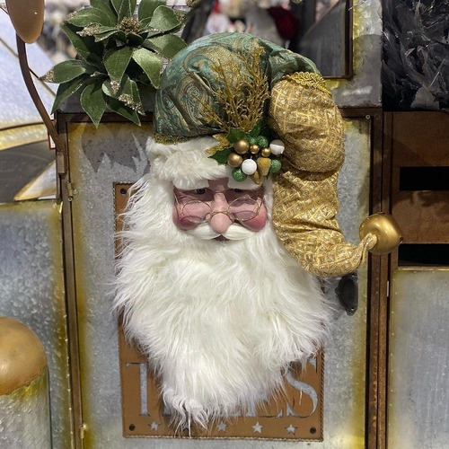 76cm Santa Head Green/Gold