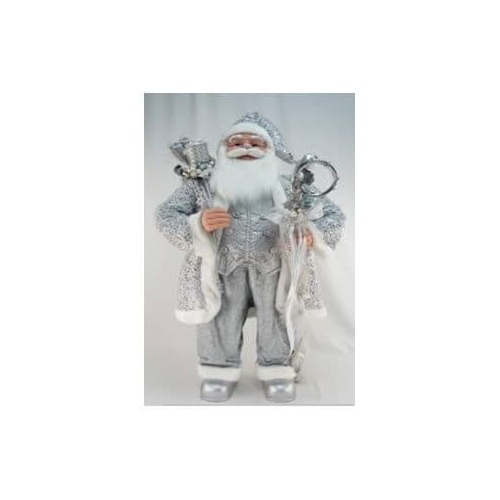 122cm Standing Santa Silver