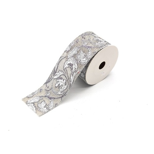 Grey Linen with Leaves 10m