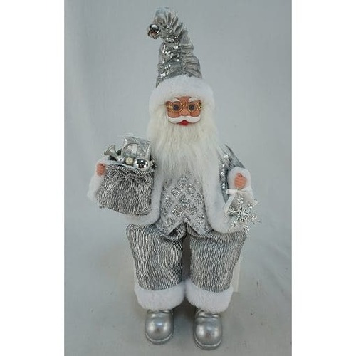 40cm Silver Santa w/Music