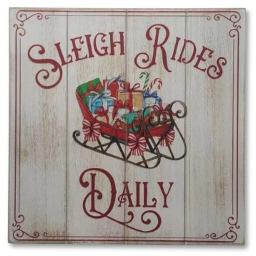 Sleigh Ride Vintage Sign 35.5cm