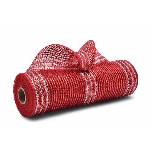 Mesh Red & Silver 26cm 10yd