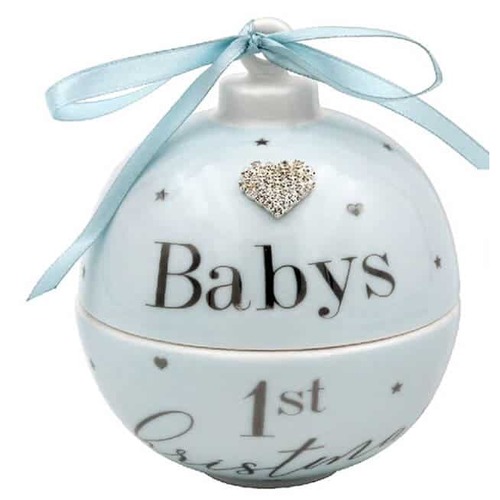 Baby's 1st Xmas Bauble Trinket Box Blue