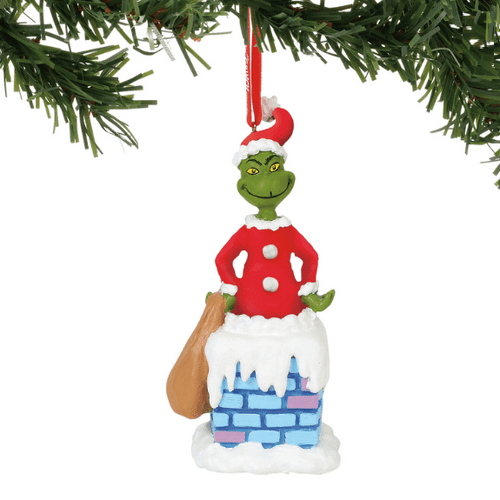 GRINCH IN CHIMNEY MUSICAL HANGING DECORATION