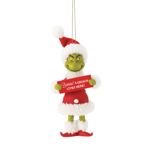 GRINCH BEWARE HANGING DECORATION 5"