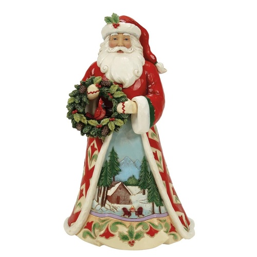 Christmas At The Lodge Santa with Wreath & Scene