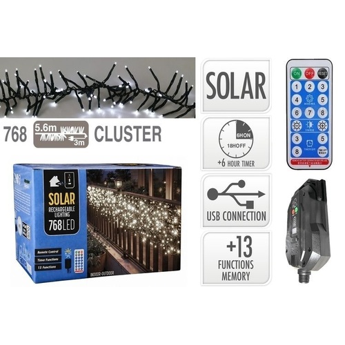 Mega Cluster Solar 760LED White 5.6m