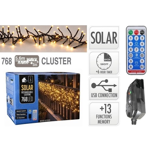Mega Cluster Solar 760LED Warm White 5.6m