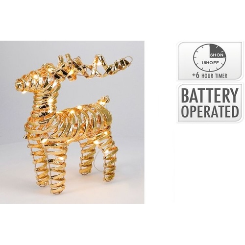 Reindeer 34cm Warm White Micro Gold