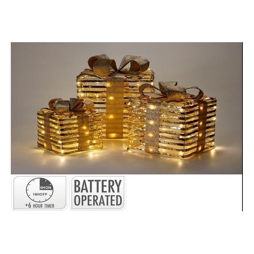 3pc Giftbox Set Warm White Micro LED Gold