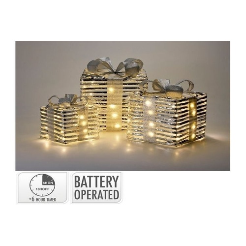 3pc Giftbox Set Warm White Micro LED Silver
