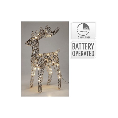 Reindeer 37Cm With 30LED Silver B/O