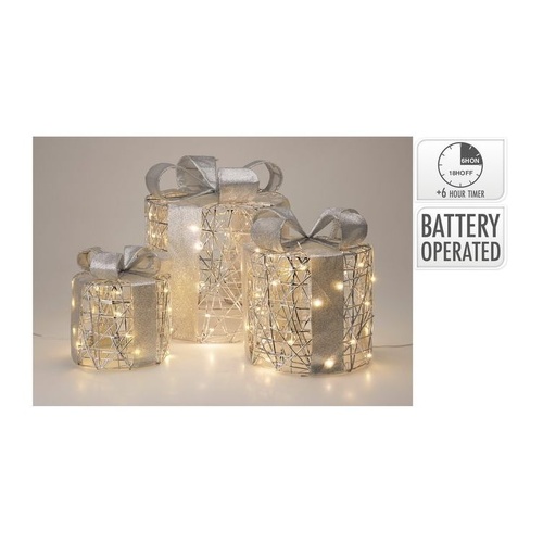 Giftbox Set With 40LED Silver B/O