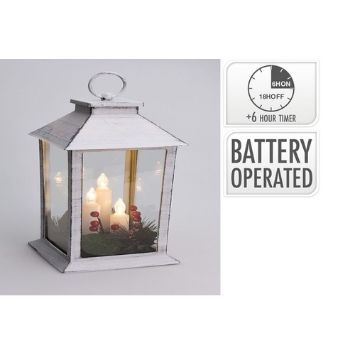 Lantern with 3 Candles 34cm