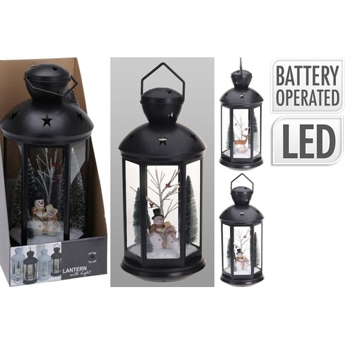 Led Lantern 43cm Black with Warm White