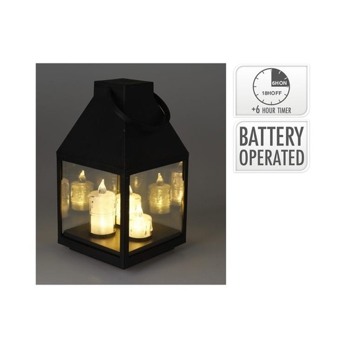 Lantern LED With 3 Candles 25Cm B/O
