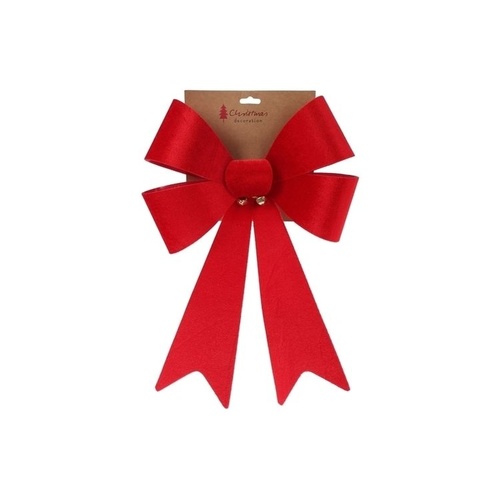 Flocked Bow With Bells 