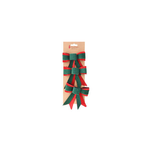 Bow 11cm Set of 3 Green/Red