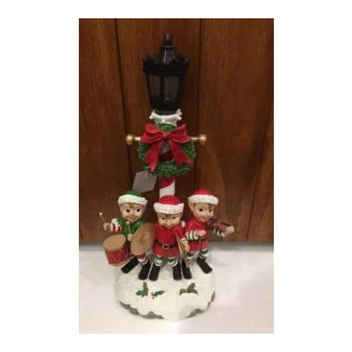 Elves with Lampost 39cm LED