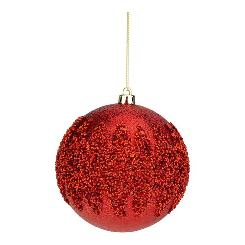12cm Red Encrusted Bauble