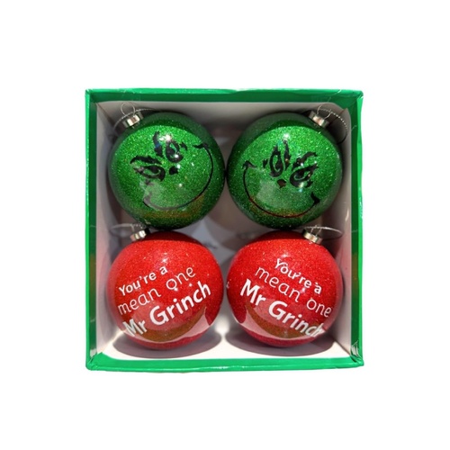 Grinch Baubles 4 pk
