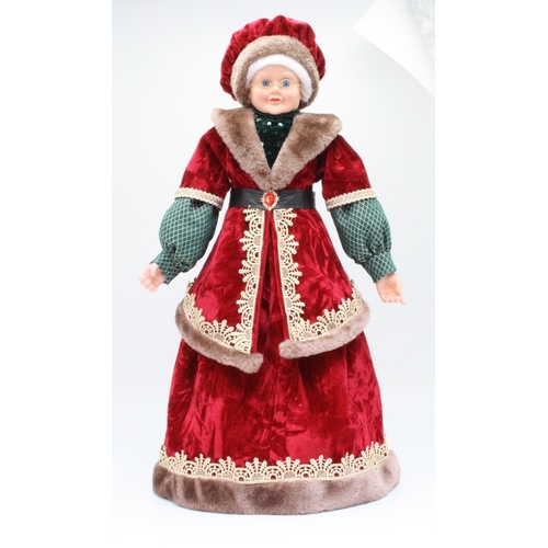 Mrs Claus in Red Green and Gold