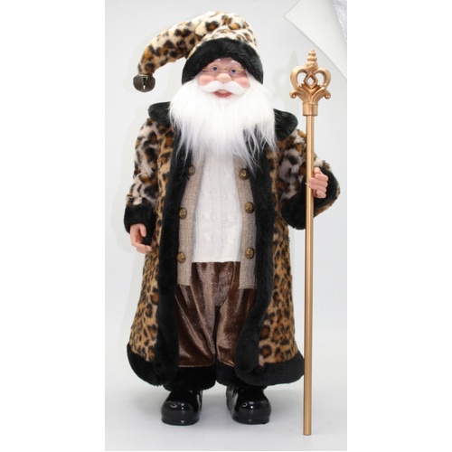 Santa with Leopard Print Coat