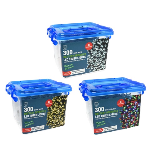 Timer LED Lights 300 Warm