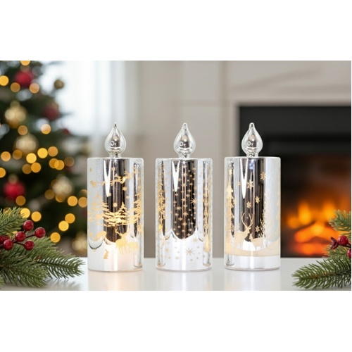 LED Candle Silver 20cm