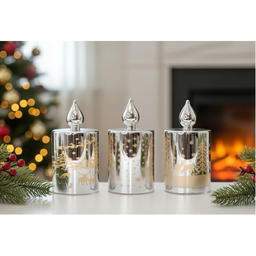 LED Candle Silver 14cm