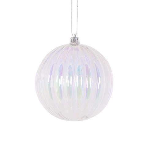 Ribbed Iridescent Bauble 10cm..