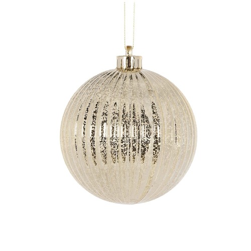 Ribbed Gold Mercury Bauble 12cm..