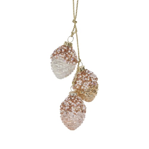 Metallic Mercury Pine Cone Cluster Hanging..