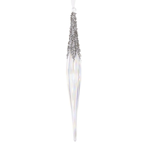 Silver Iced Crystal 30.5cm Hanging..