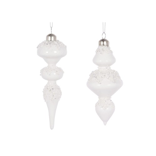 White Beaded Finials 3 Asst..