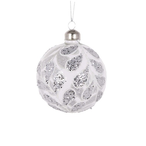 Silver Glitter Foliage Bauble..