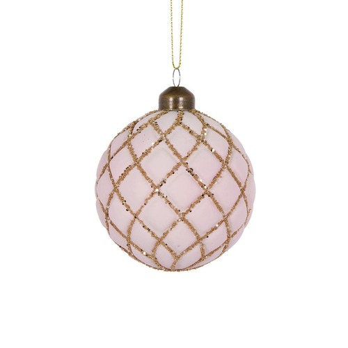Pink Glitter Quilted Bauble..