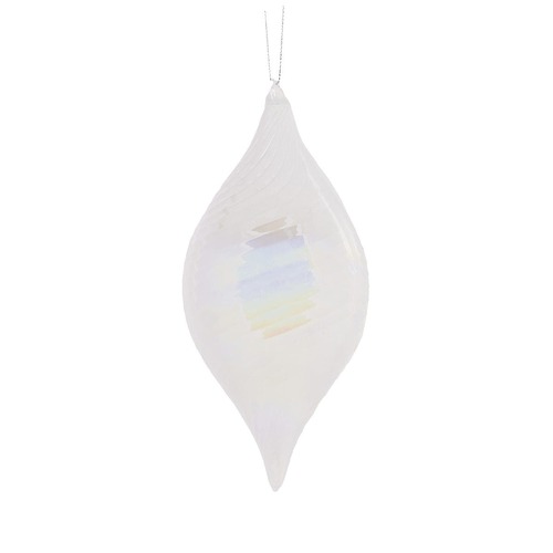 High Shine White Swirl Drop Bauble..
