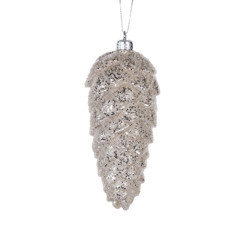 Metallic Champagne Long Pine Cone Bauble..