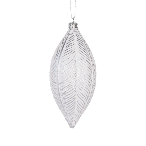 White & Silver Feather Drop Bauble..