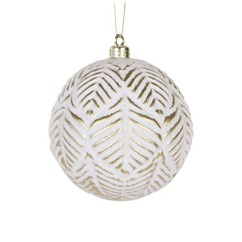 White & Gold Aztec Leaf Bauble..