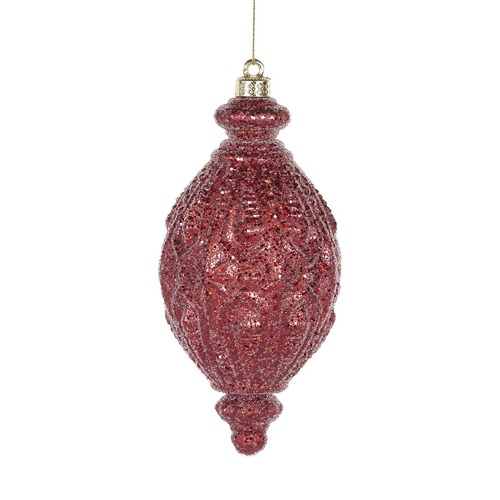 Matte Red Intricate Drop Bauble..