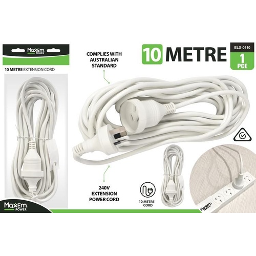 Power Extension Cord 10m White