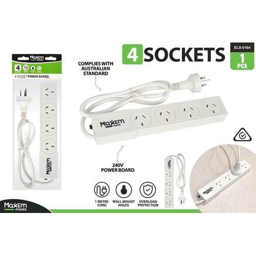 4 Way Power Board White