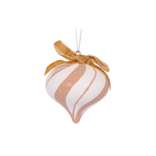 Mini White Gingerbread Swirl Onion Bauble