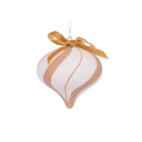 White Gingerbread Swirl Onion Bauble