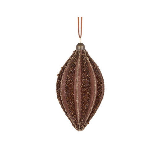 Chocolate Embellished Ribbed Drop Bauble