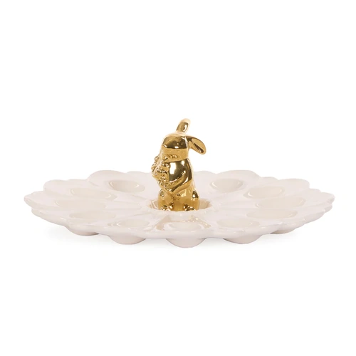 White & Gold Bunny Plate