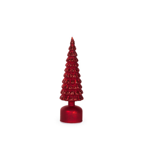 33cm Red Mercury Glass Rotating LED Tree