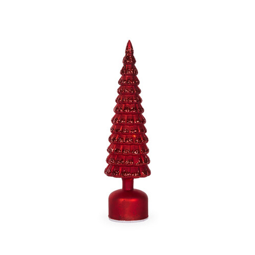 41cm Red Mercury Glass Rotating LED Tree